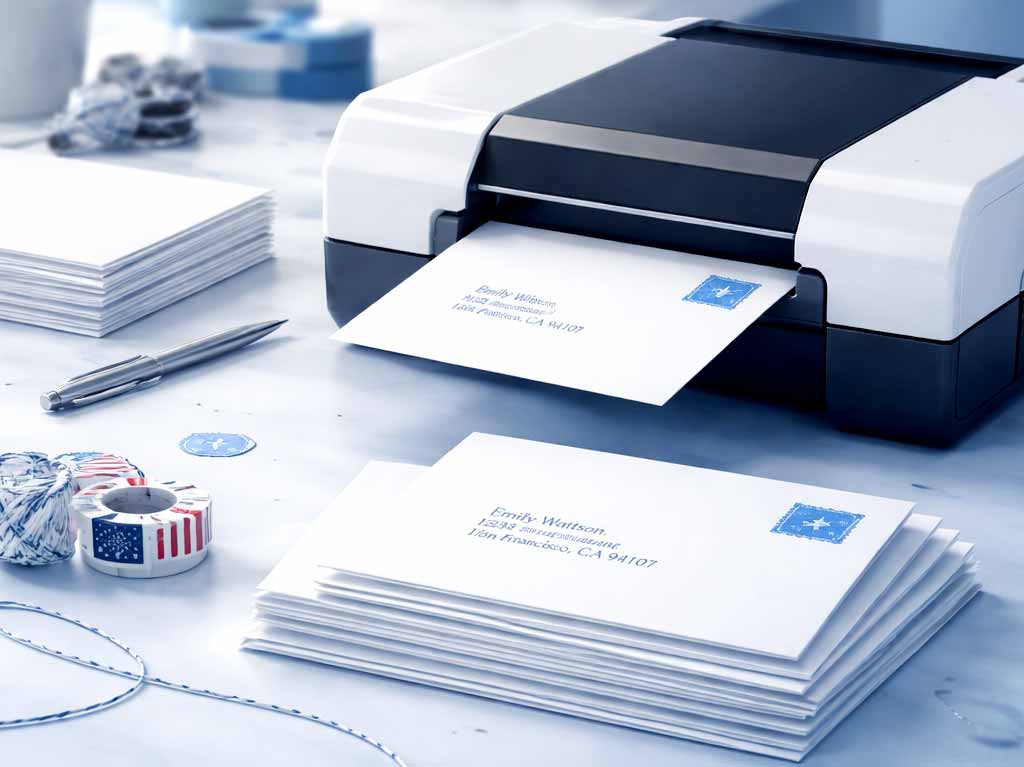 Envelope preview showing address placement